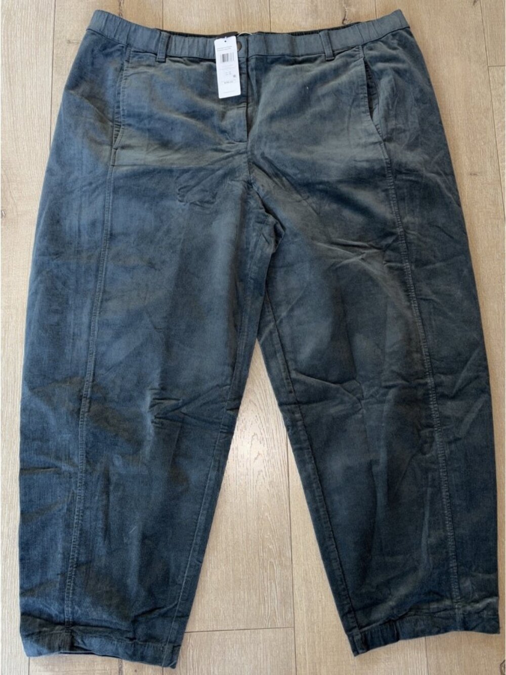 NWT Eileen Fisher Green Ankle Lantern Pant Organic Cotton Stretch Corduroy Sz 2X